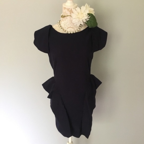 Yetts LA // Navy Ruffle Bodycon Open Back Dress L dr1 - Picture 1 of 8